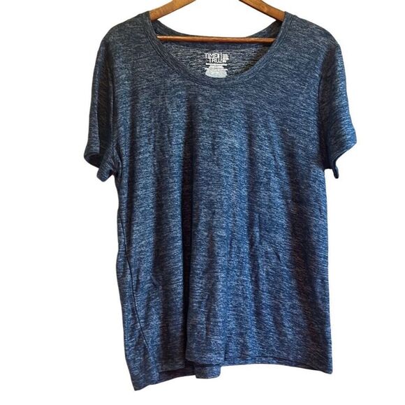 Time and Tru Women's Blue Heather Short Sleeve Scoop Neck T-Shirt Plus Size - Picture 1 of 4